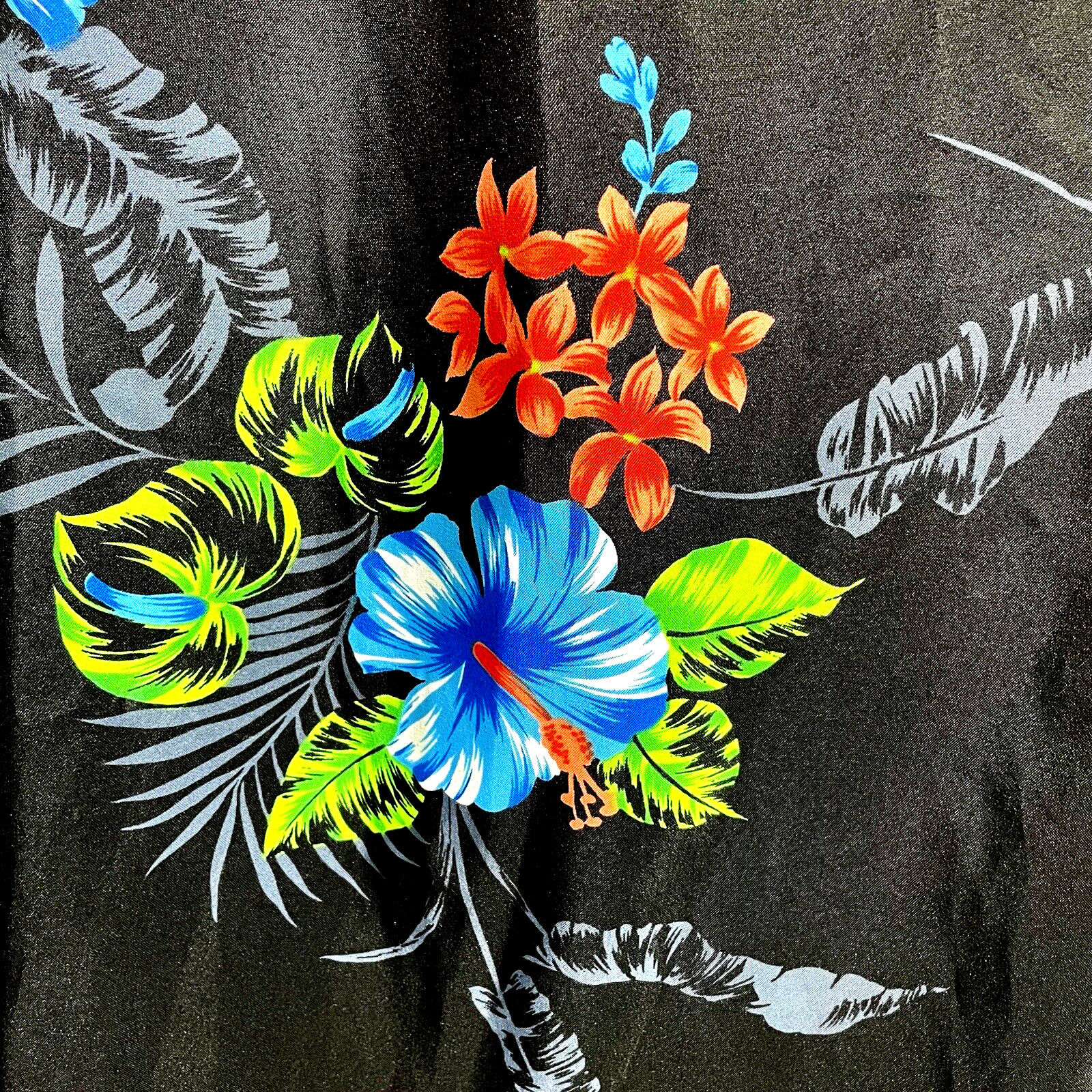 Ja Na of Hawaii Size 6 Sleeveless Maxi Dress 1970s Day Glo Hibiscus Frangipani
