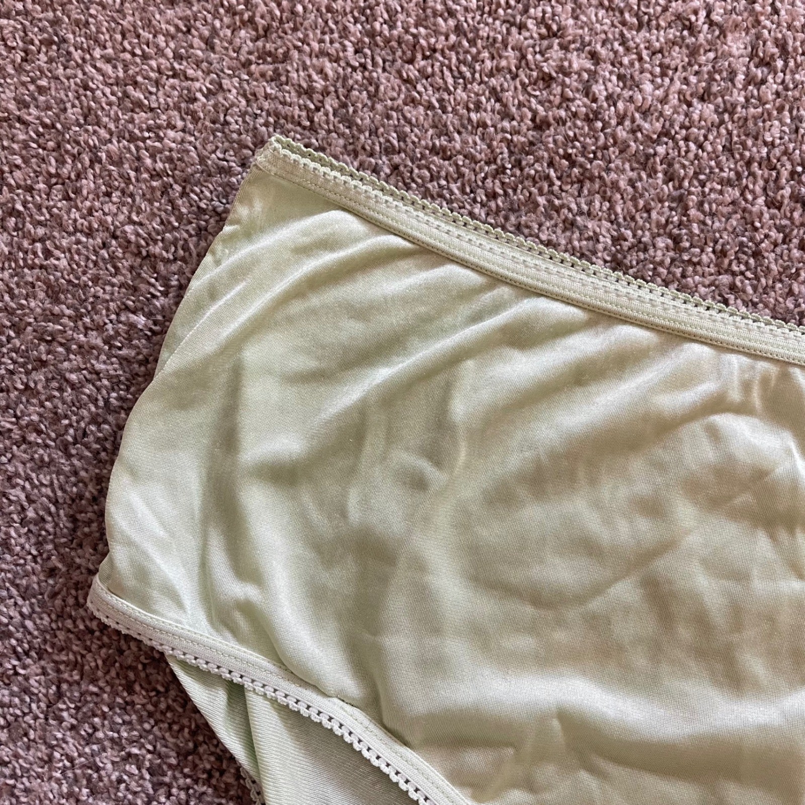 Vtg JCPENNY Satin Silky Nylon Panties 10 grn Sexy Sheer High Waist granny sissy