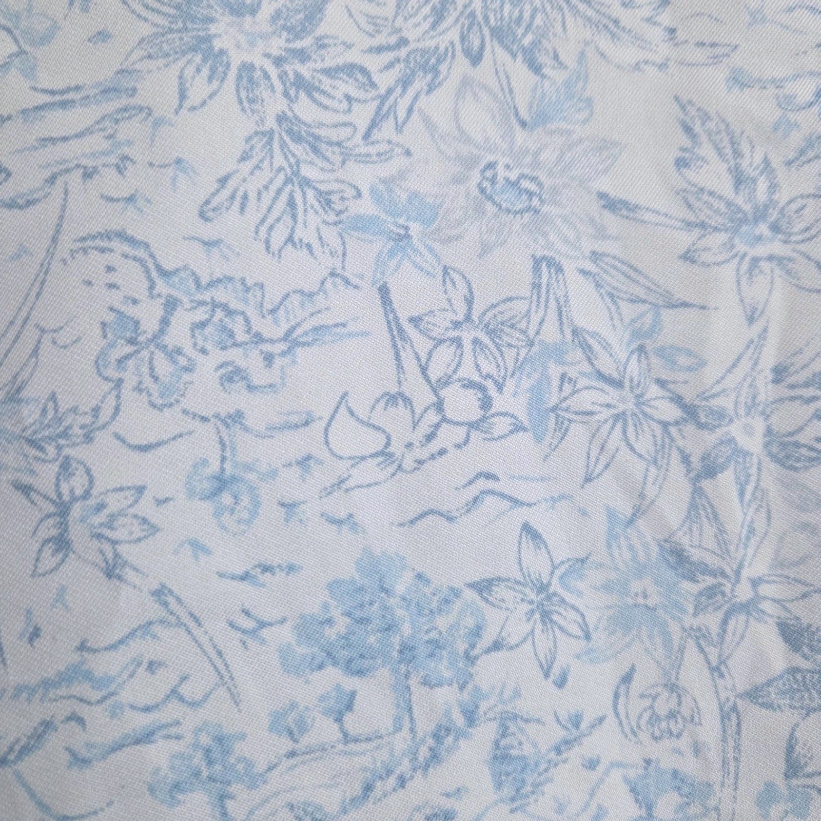 VTG 70s H Bar C Ranchwear Blue Floral Toile Western L/S Pearl Snap Shirt Sz 32