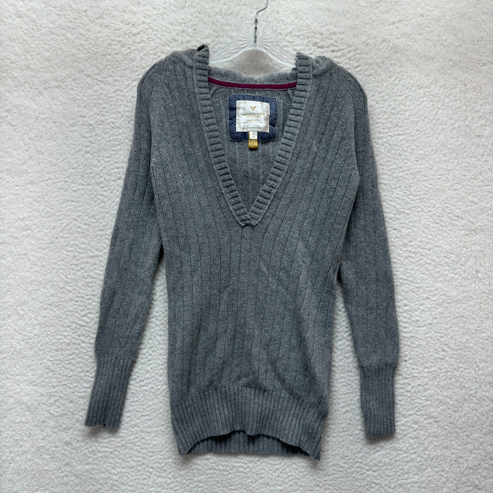 Y2K Vintage Sweater Medium Grey Hooded Bella Swan Boho Fairy Grunge Whimsigoth