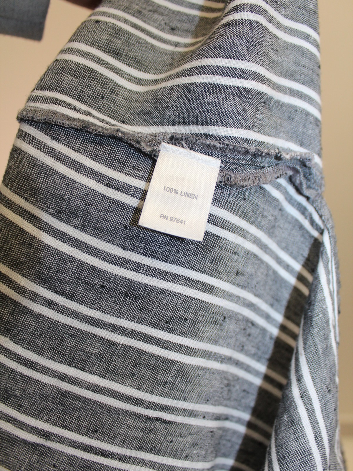 J Jill Love Linen Sleeveless Shift Dress, Gray Cream Striped 100% Linen Size M