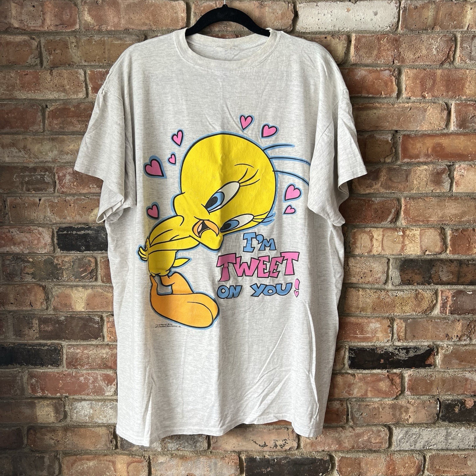 Vintage Tweety Im Tweet On You XL Gray Oversized Pajama Shirt 90’s T-Shirts