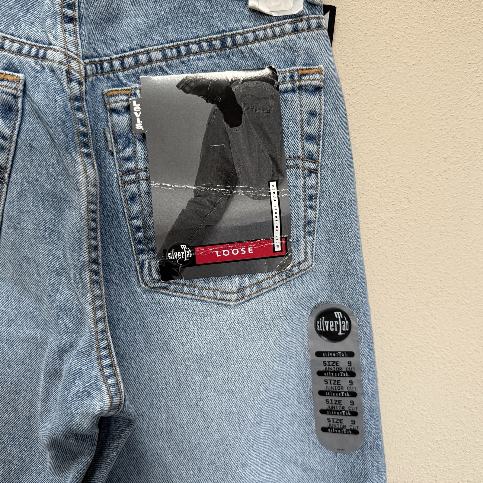 VTG 90s Levi’s SilverTab Loose Jeans Cotton Made in USA Juniors Sz 9 short NWT
