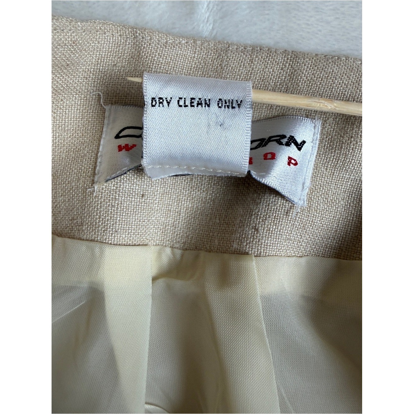 Vintage Carol Horn Workshop Linen Pencil Skirt – Beige / Oatmeal – Size 8