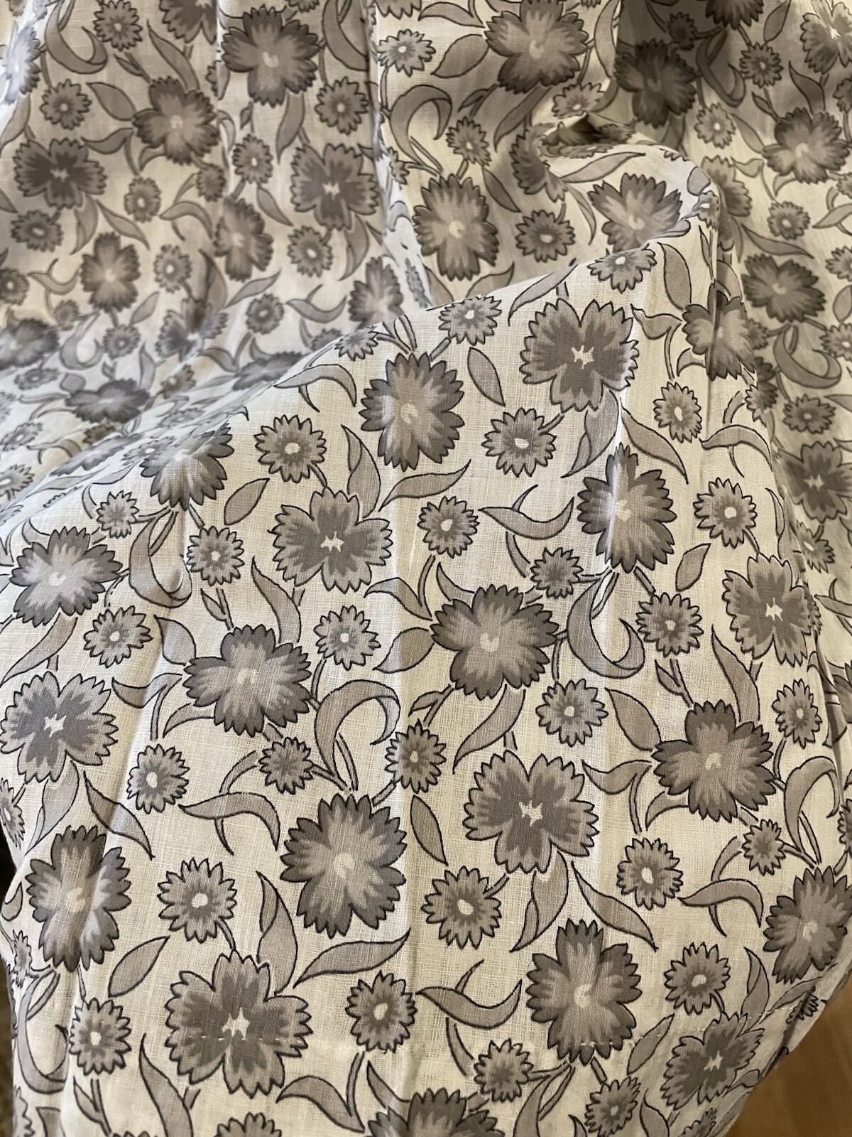 Incredible Early 1900s Cotton Calico Floral Day Dress Gray Lace