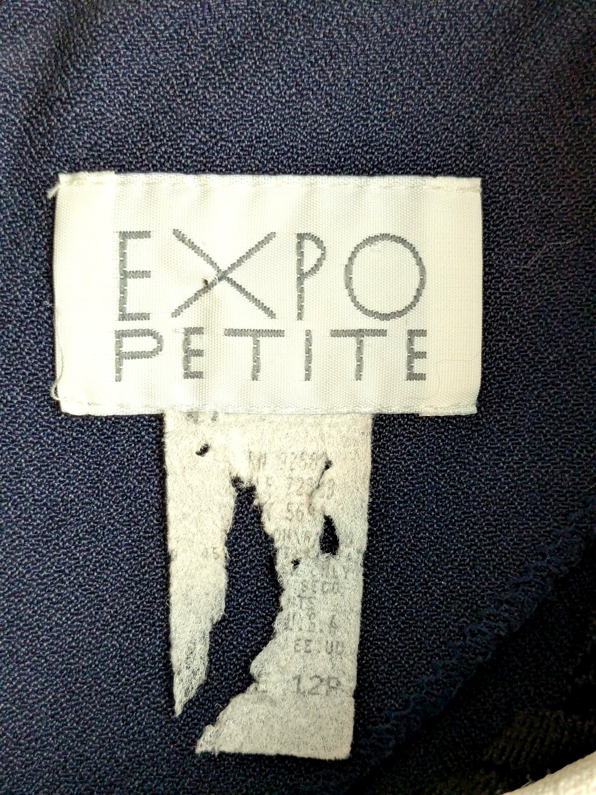 Expo Petite Vintage 80s Elegant Navy Blue White Crop Faux Jacket Sheath Dress S
