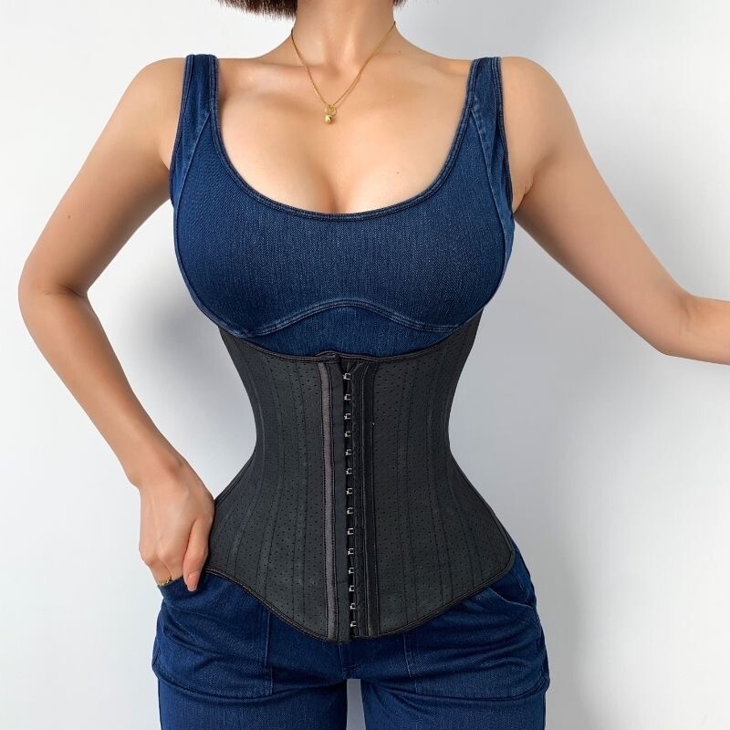 25 Steel Bone Latex Waist Trainer Women Corset Abdominal BodyShaper Post Exercis