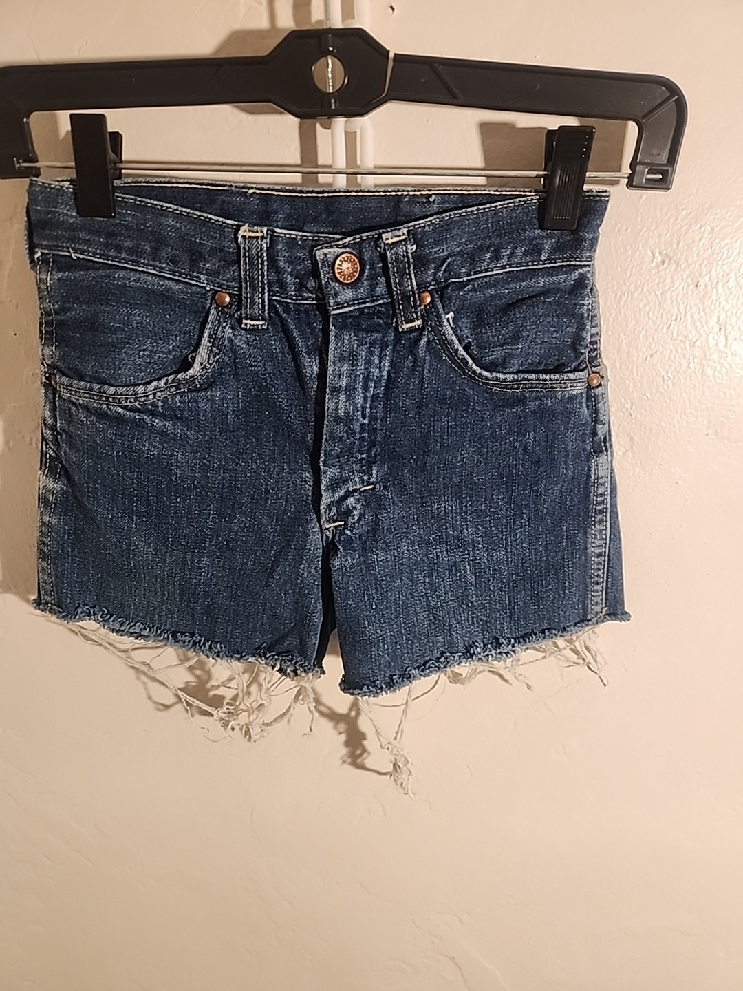 vintage denim cutoffs shorts 50’s 60’s indigo jean 23 3/4″ w cut-off