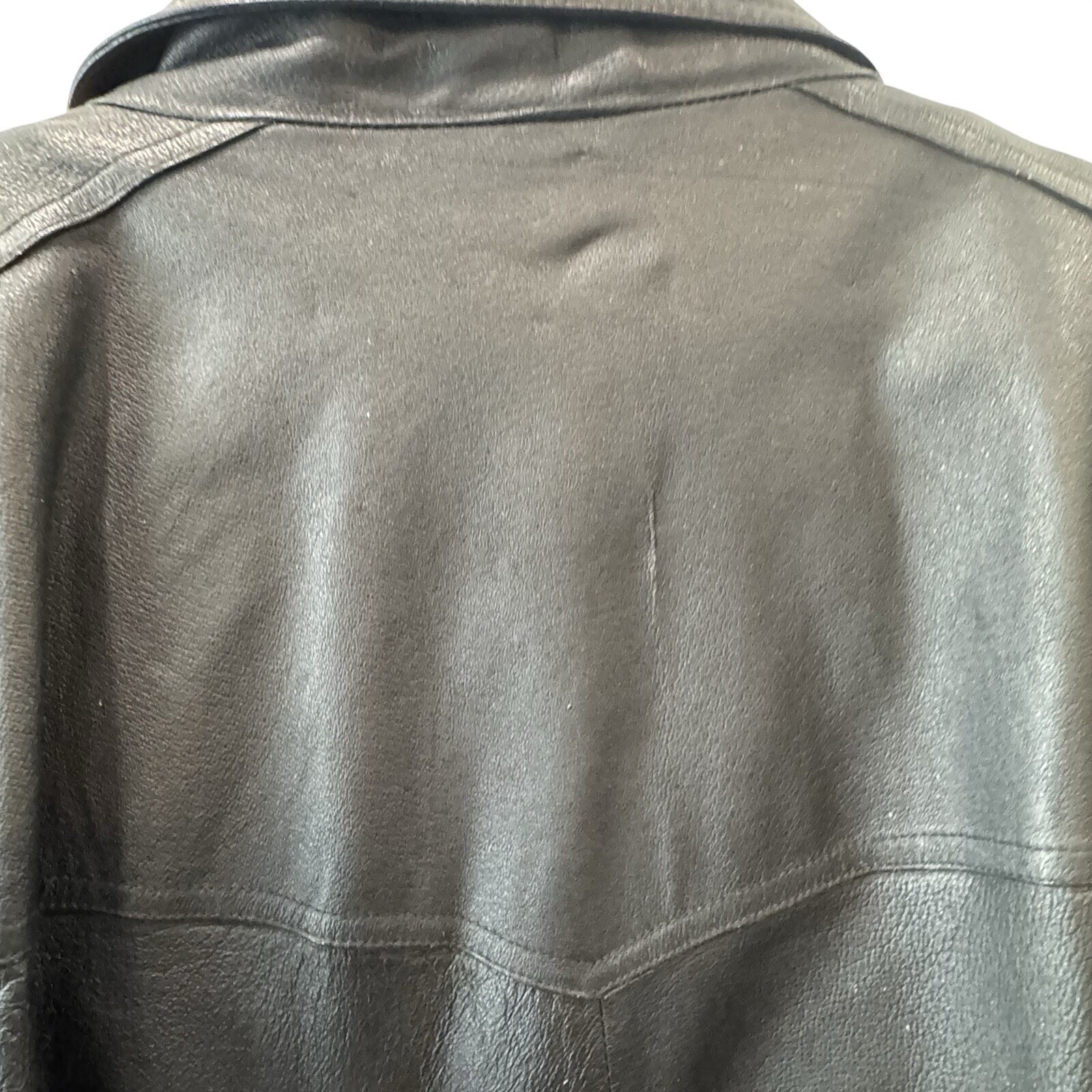 Black Leather Belted Longline Coat Women L Oversized Moto Mob Wife Jacket