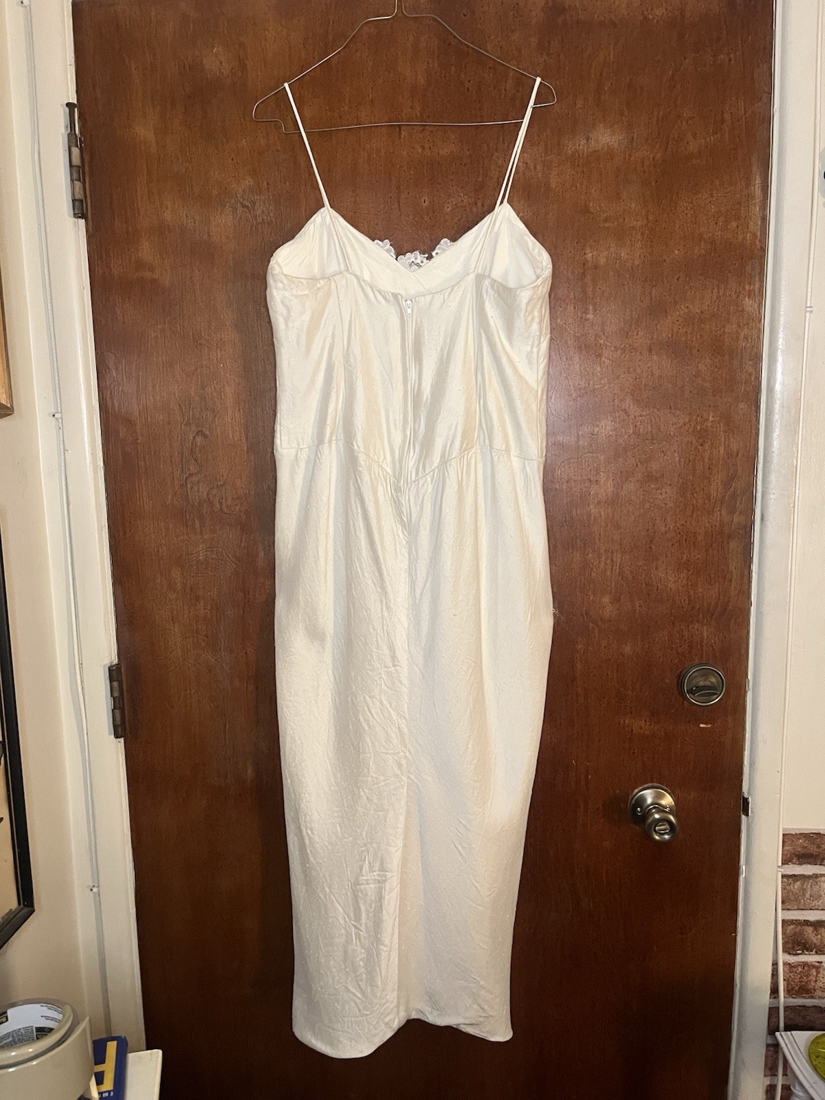 Vtg Wedding Tulip Skirt Dress Gown Beading Flower ZURCION METHOD Wiggle dress M