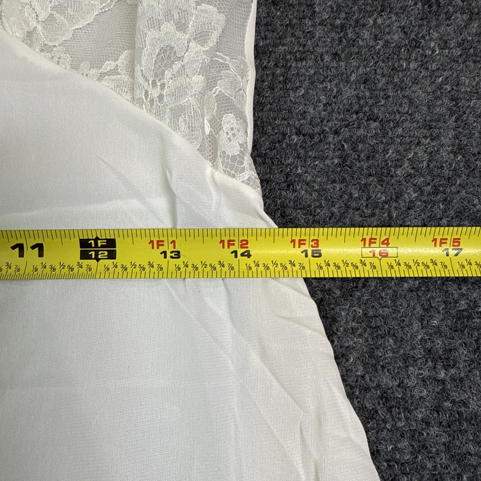 Vintage Lace Trim Pembrooke 36R 1960/70’s Mid Century Slip Coquette White Nylon