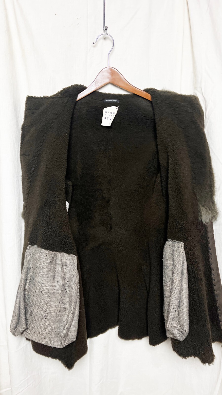 VINTAGE Designer NIGEL PRESTON Unique Shearling COAT Handmade ITALY Small
