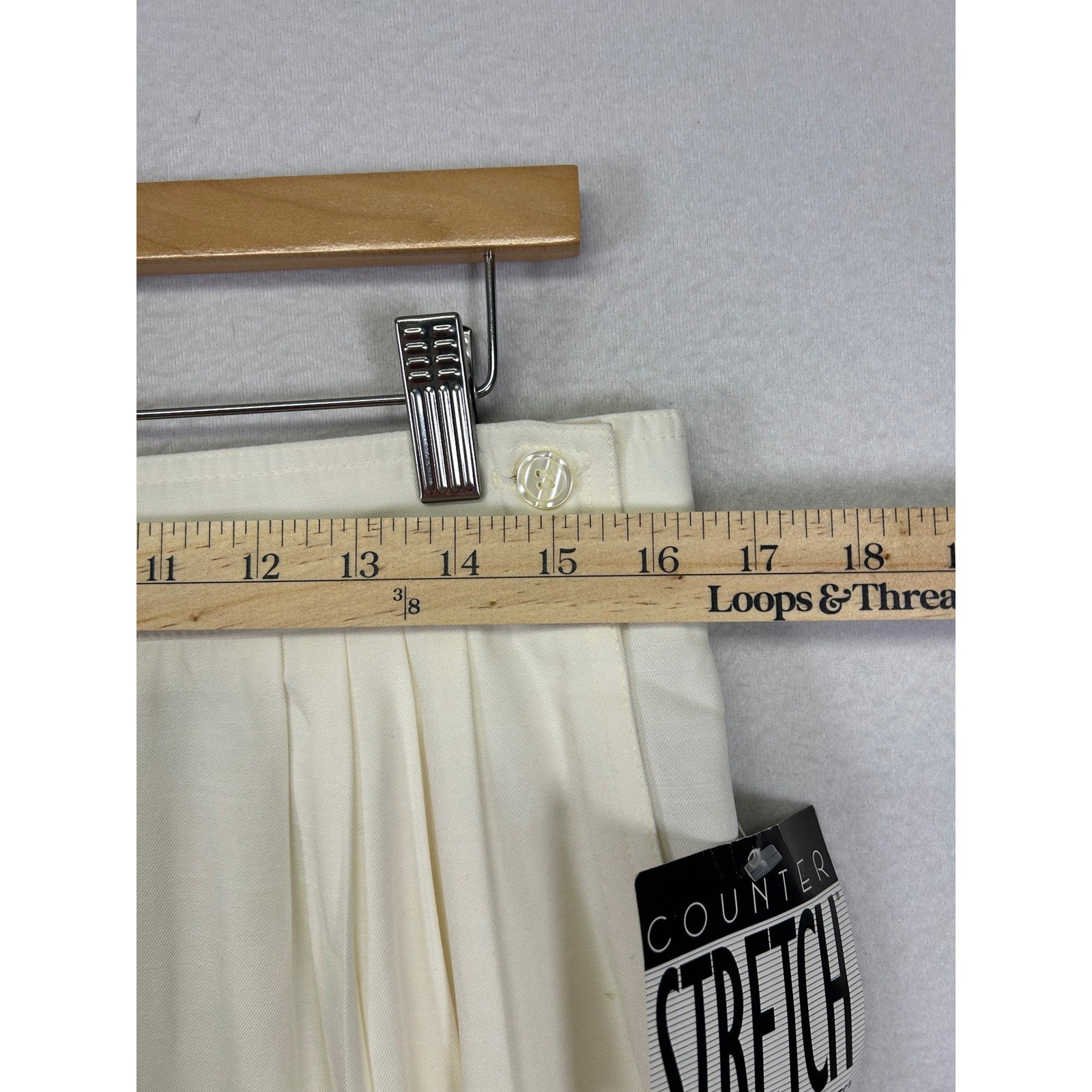 Vintage 80s Counterparts Womens 18 Cream Pleated High Waist Stirrup Pants NEW
