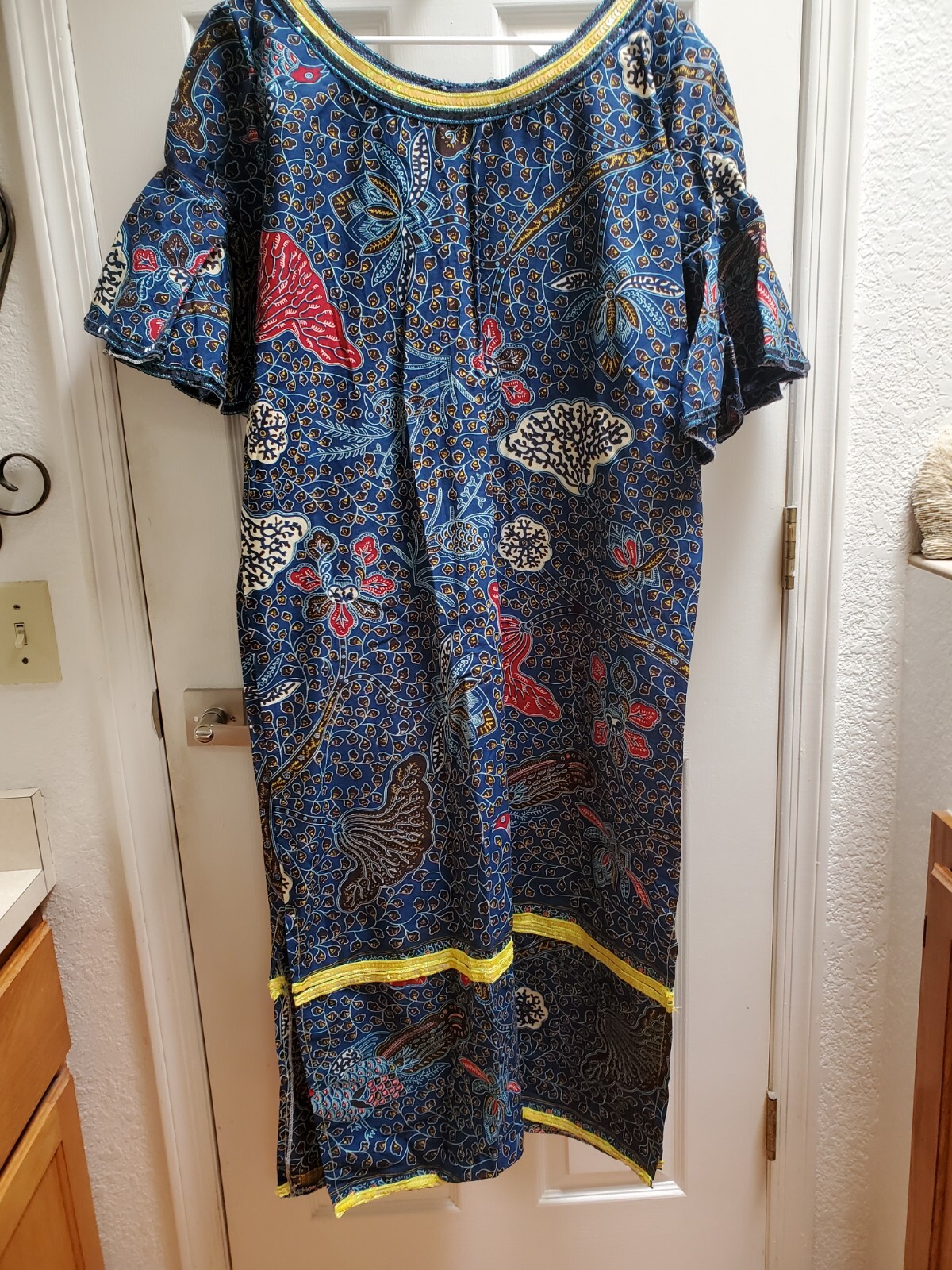 Vintage Long Hippie/African Hitarget Fabric Dress w/Cover/Scarf 💖