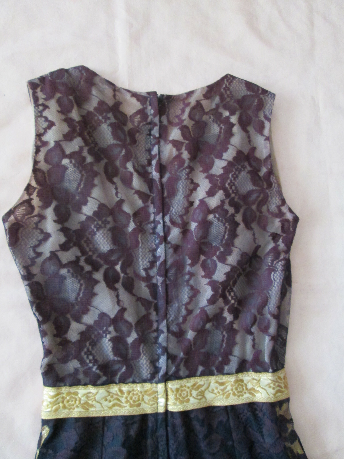 Vintage JUMPSUIT Black Lace METALLIC GOLD Shimmer detailing Melinda of Calif