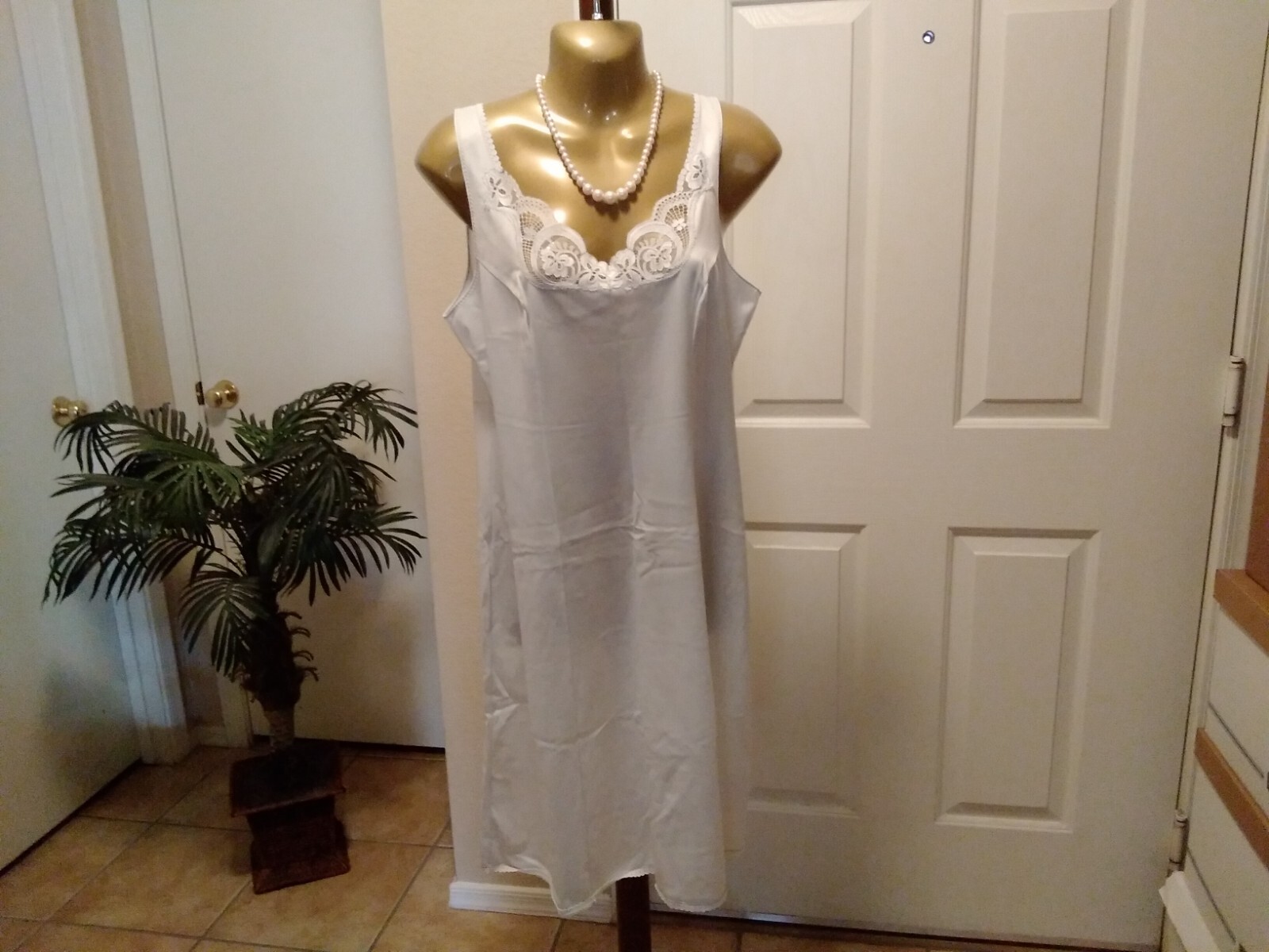 Slip Vintage Full Slip Dress Chemise European SZ L DESIREE Pale Blue w/Lace