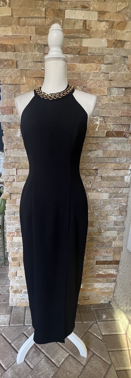 VTG CDC formal Y2K Size 6 Formal Black maxi dress Embellished neck Open back