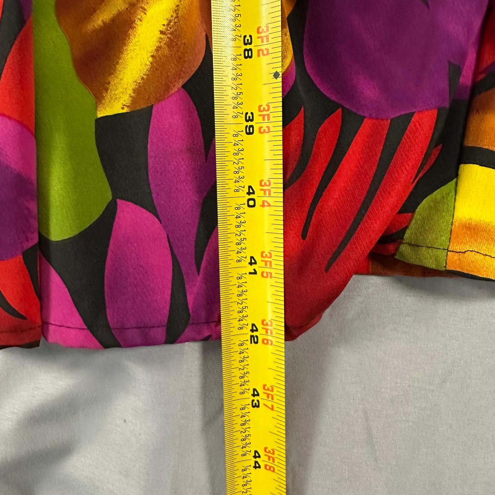 Vintage Tess Dress Womens 8 Tropical Leaf Print Midi V-Neck Elastic Waist 80s