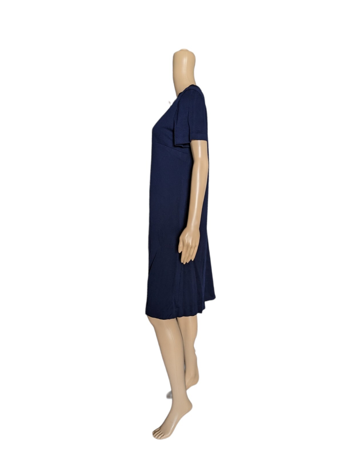 Vintage 60s Blue Gogo Mini Dress Gloria Swanson Forever Young Stripe & Bow Trim