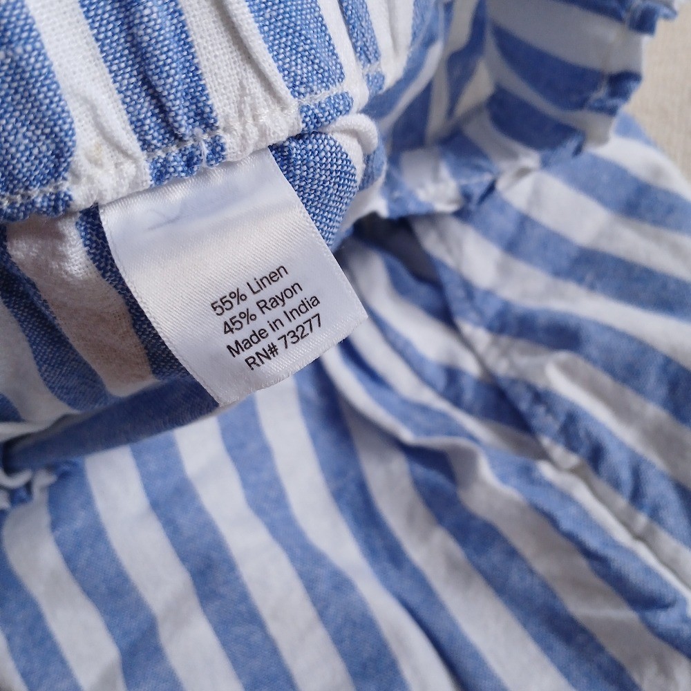sonoma linen striped pull on shorts xl coastal summer lakeside americana blue
