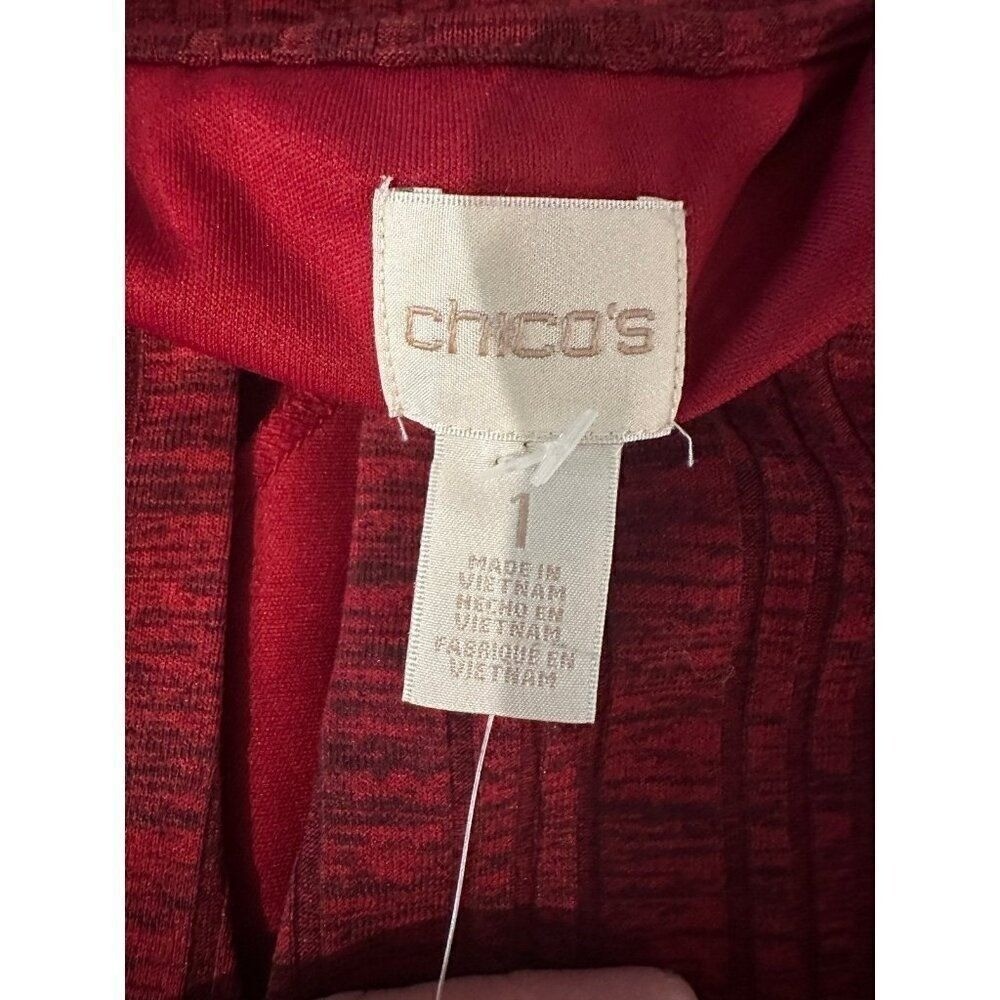 Chicos Dress Ribbed Red Brand New Long Sleeve Modest New NWT Size 1 Women’s A9