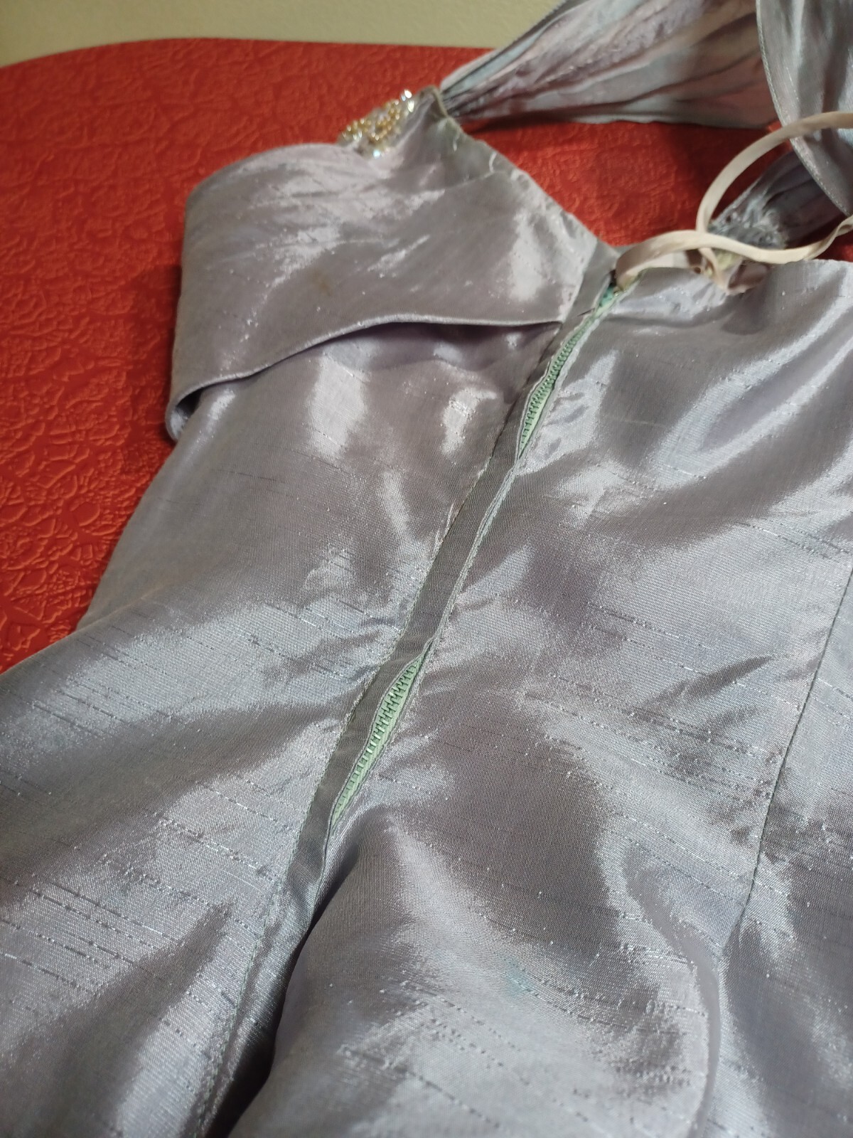 True VTG Mid-century 1940s 1950s Iridescent Satin Cocktail Prom Dress Art Deco S