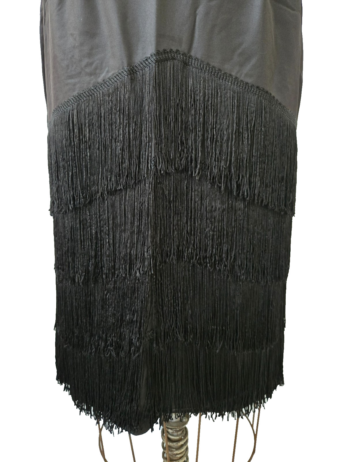 Vtg 80s Black Pencil Skirt Layered Fringe New Wave Retro Club Rockabilly Pinup 8