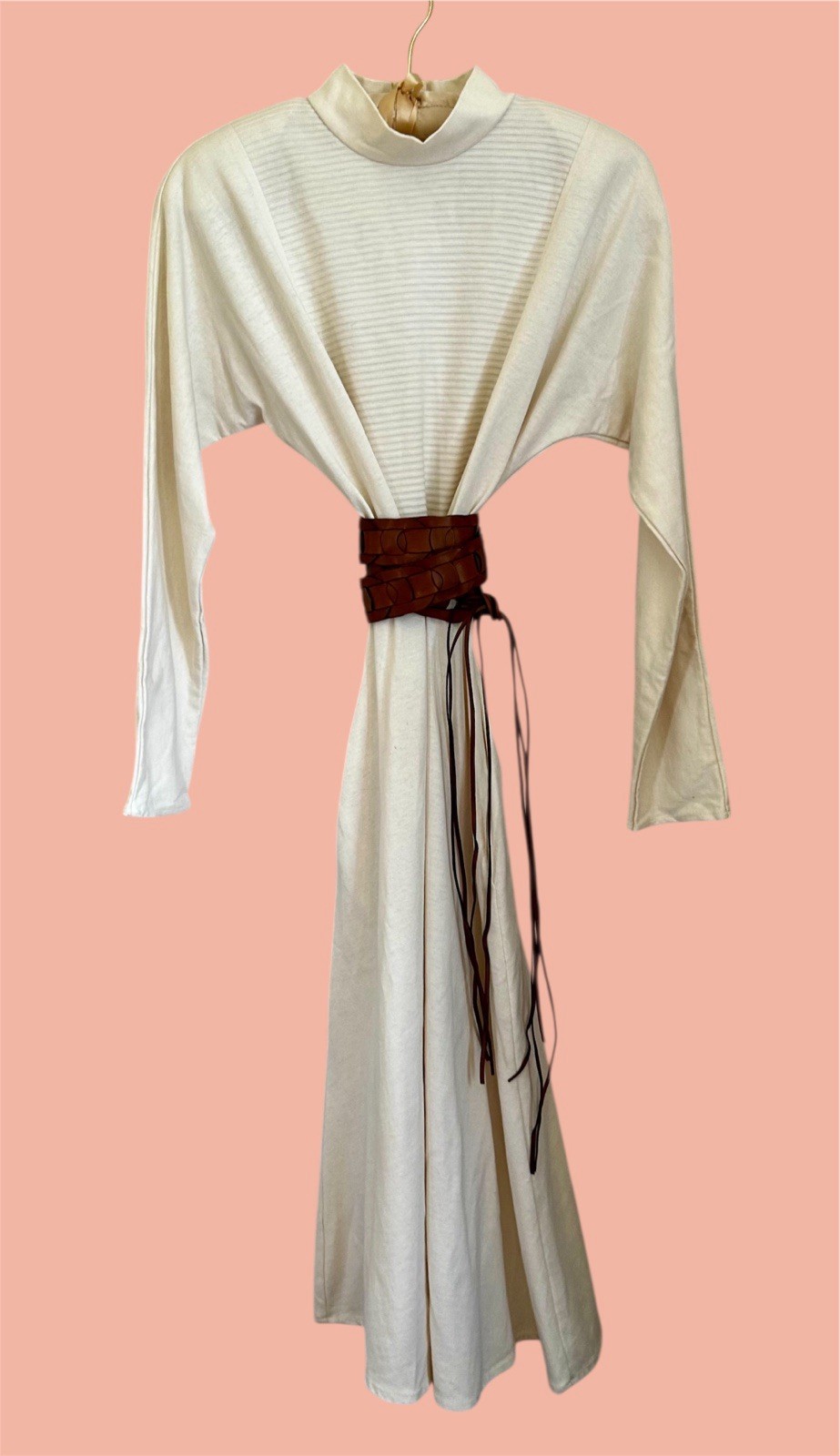 1980s Vintage Charleston Rags Knit Mock Neck Dolman Midi Dress USA M/L Pockets