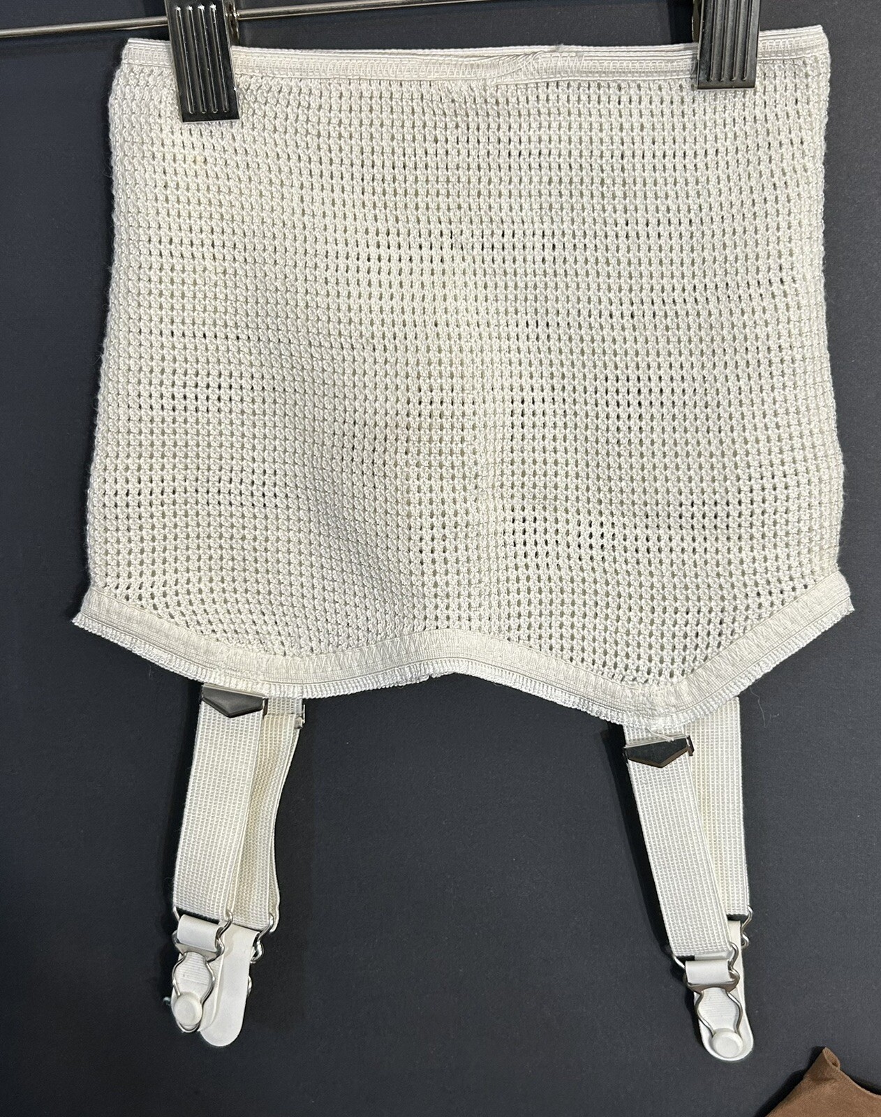Vintage Myrna Step-In Barter Belt, Wht & Blue Lace Garter Belt, Thigh Highs