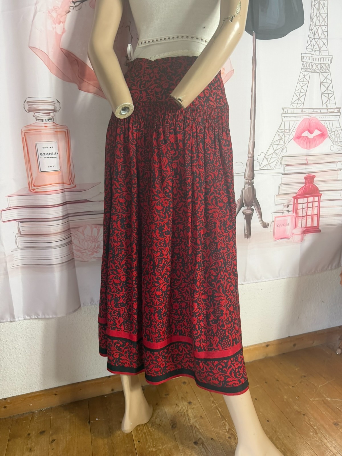 80s designer maxi skirt Franz Haushofer Miss Antonette vintage brocade size 36 38