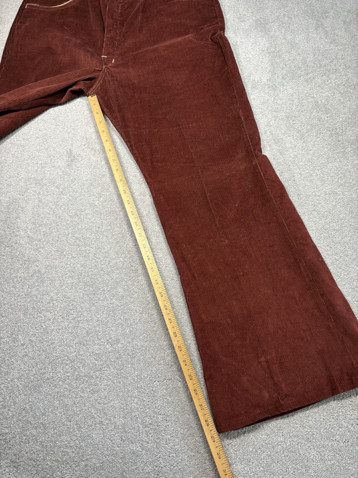 1960s Flare Corduroy Bell Bottoms Rust Red Vintage Talon Zipper Size 38×29