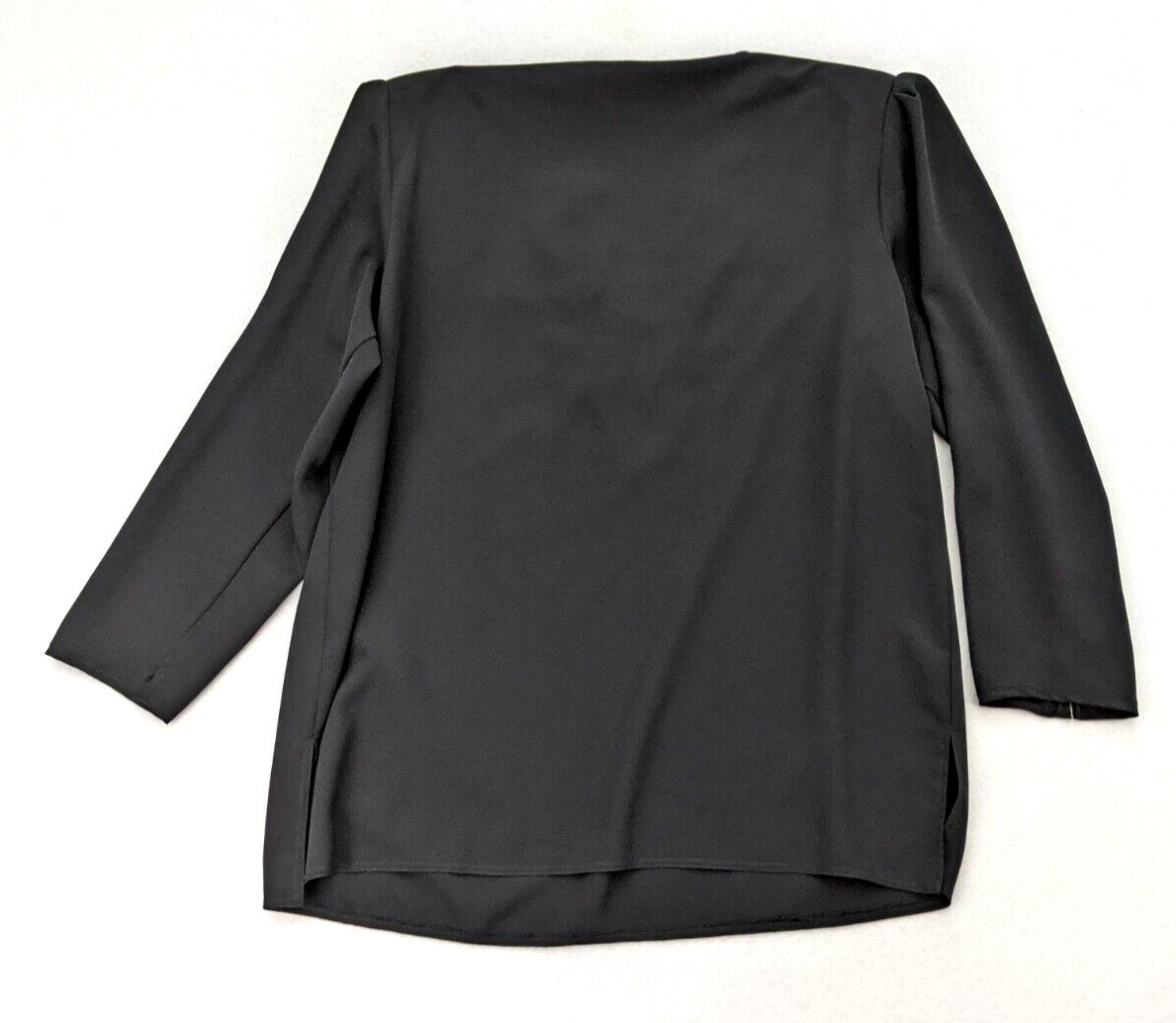 Vintage 80s Top Three Flaggs Size 16 Black Long Sleeve Sequins