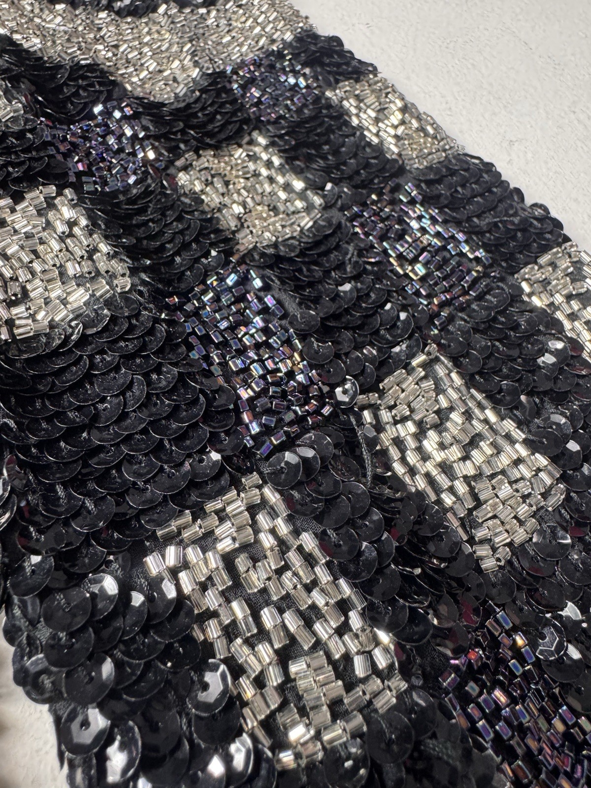 Vintage 80s Beaded Sequin Top Small Abstract Celestial Statement Shoulder Pads