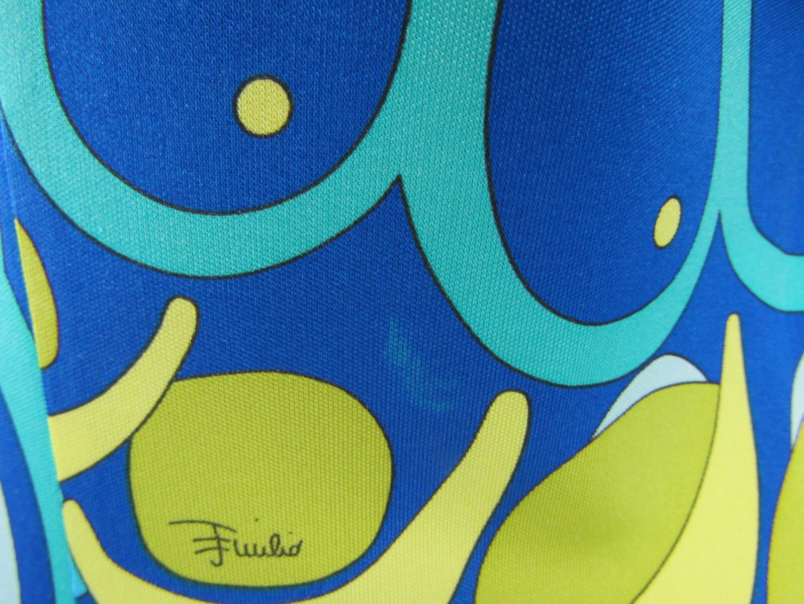 EMILIO PUCCI Dress 4 Multi Color Abstract Logo Jersey Silk Psychedelic 34 XS VTG