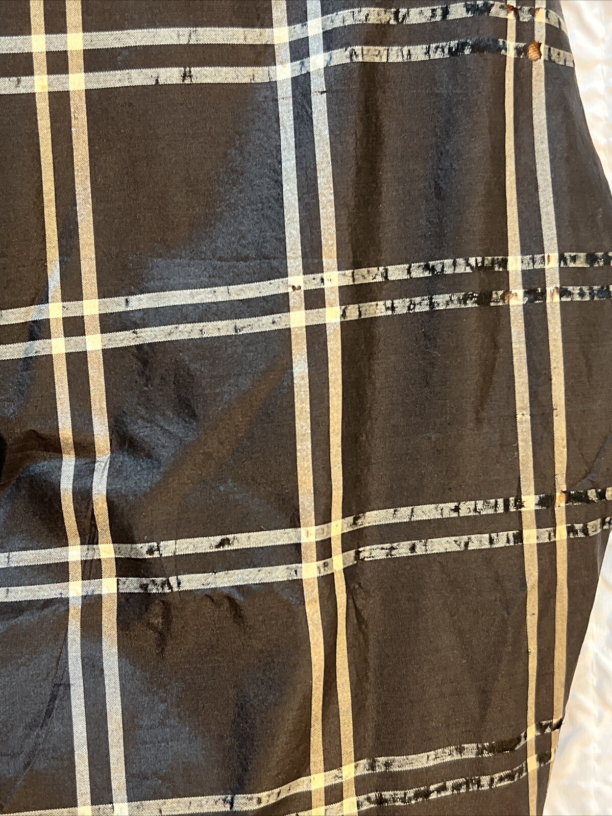 Antique 19thC Victorian Black Plaid Silk Ladies Bodice Jacket