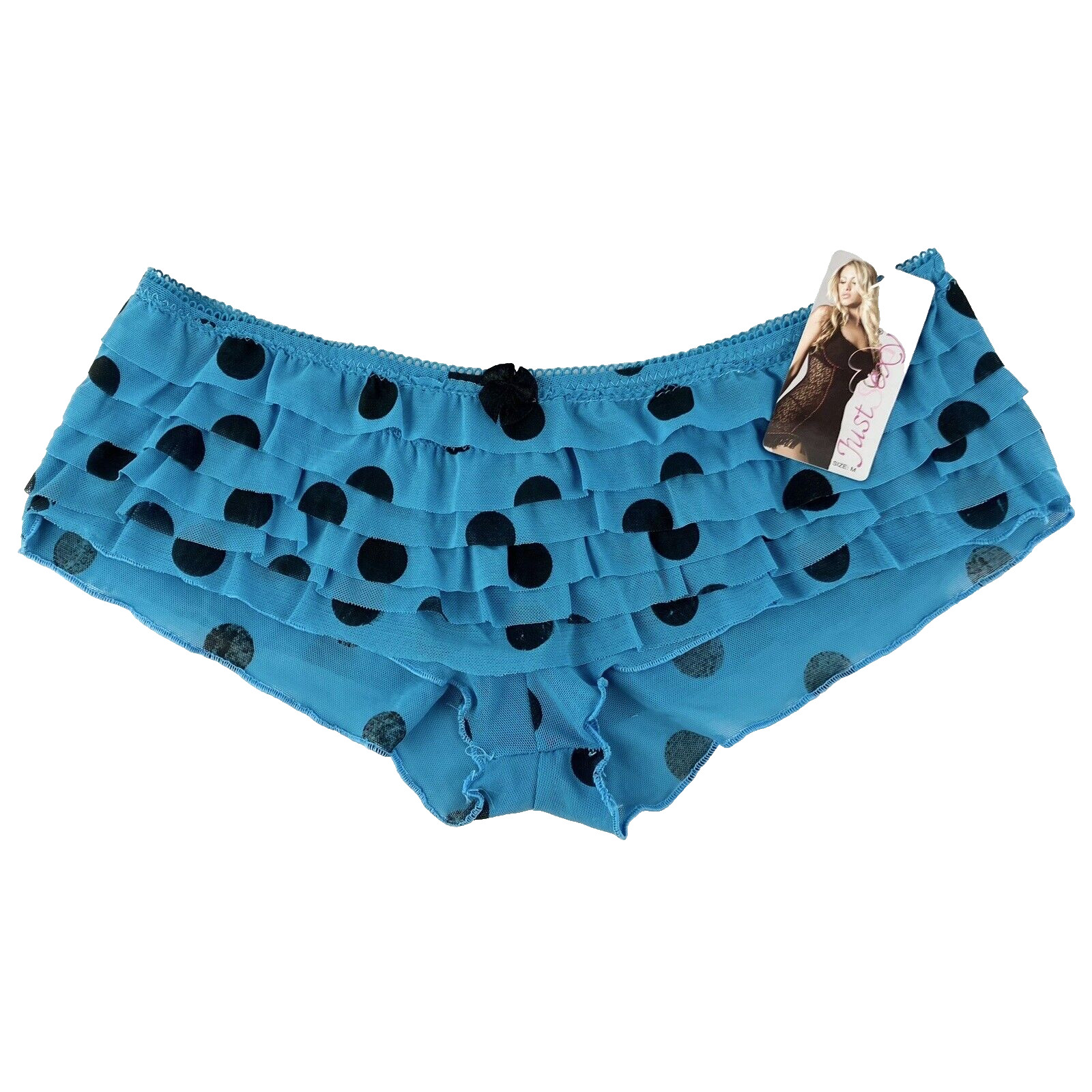 Just Sexy Panties Hip Hugger Polka Dots Ruffles Boy Shorts Size M Vintage