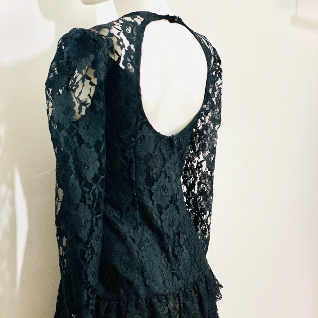 Wednesday Dresses Collections / Beene Black Lace Dress with ruffles