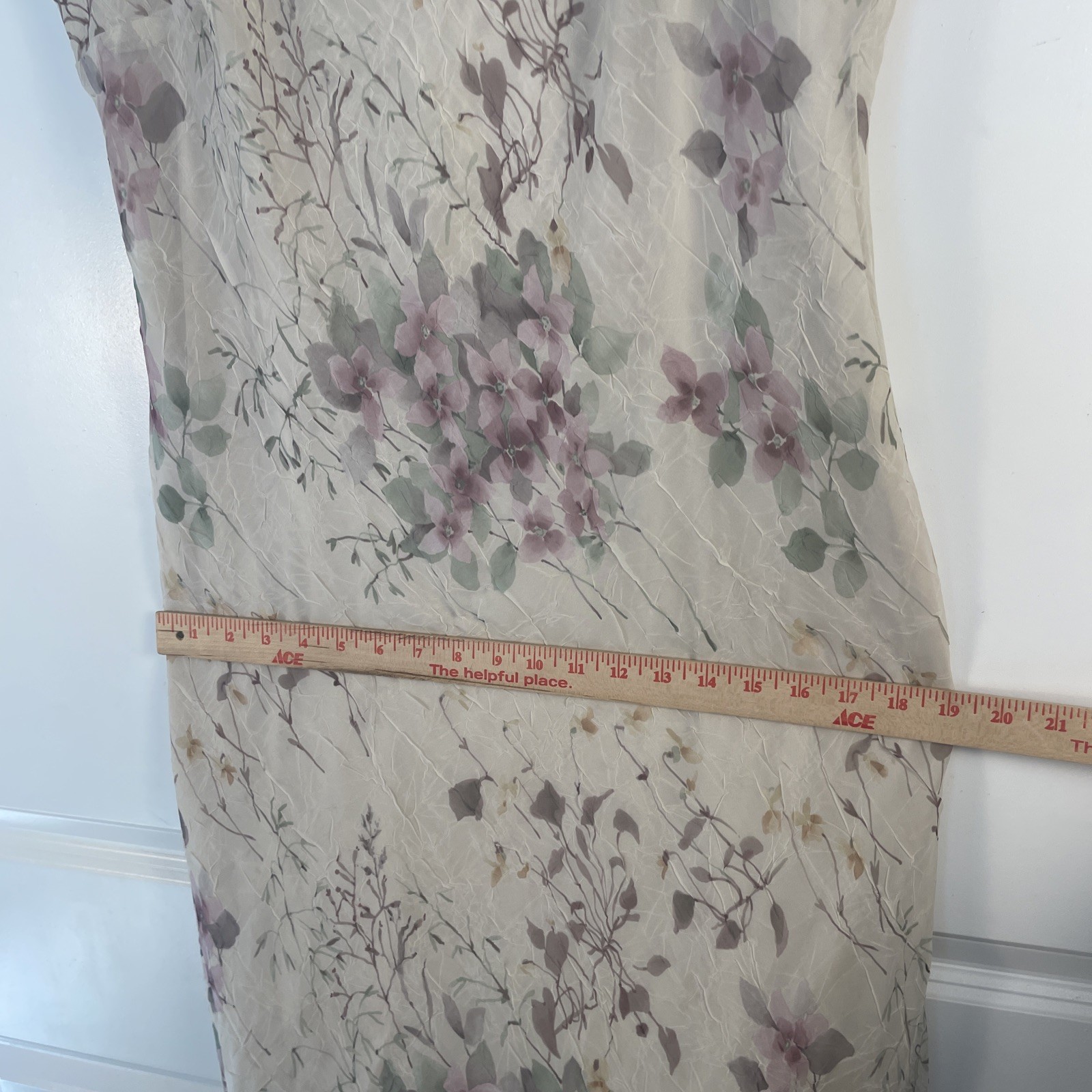 Vtg 90’s R+M Richards Maxi Dress 16 Cream Floral Boho Fairy Assymetric Coquette