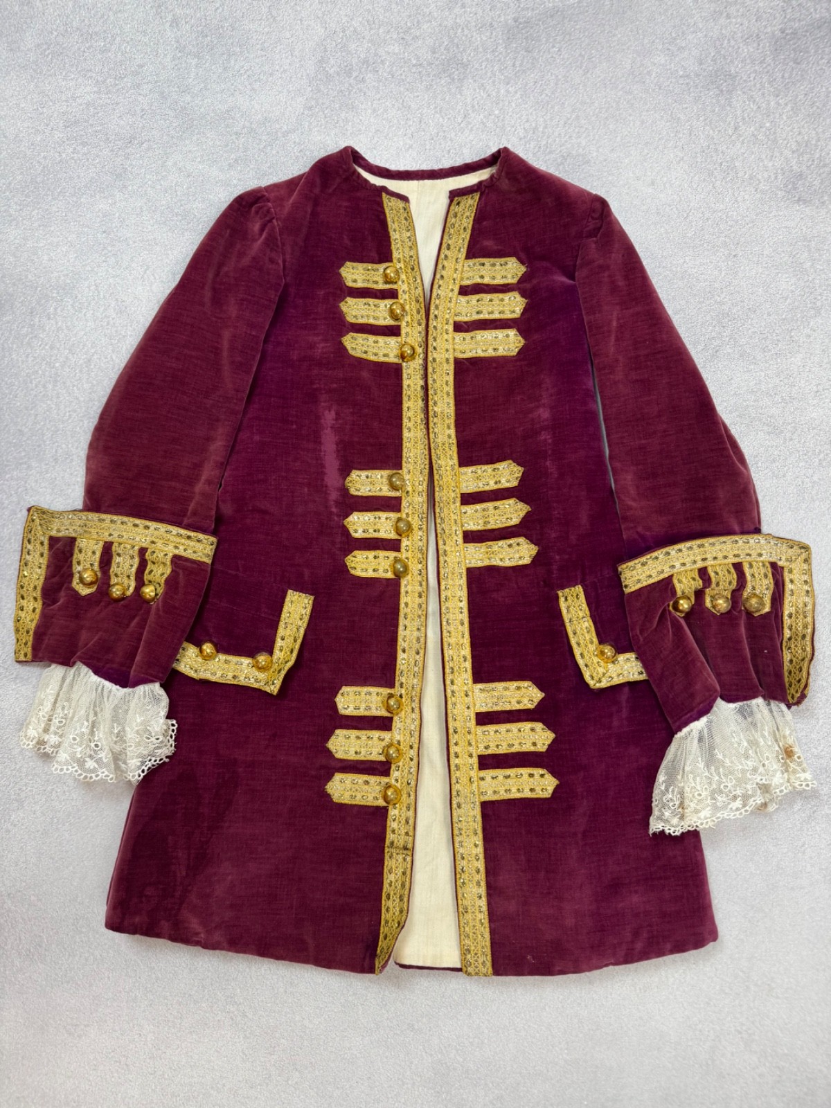 Rococo True Vintage Antique 18th Century Womens Frock Coat Jacket Red Very Rare