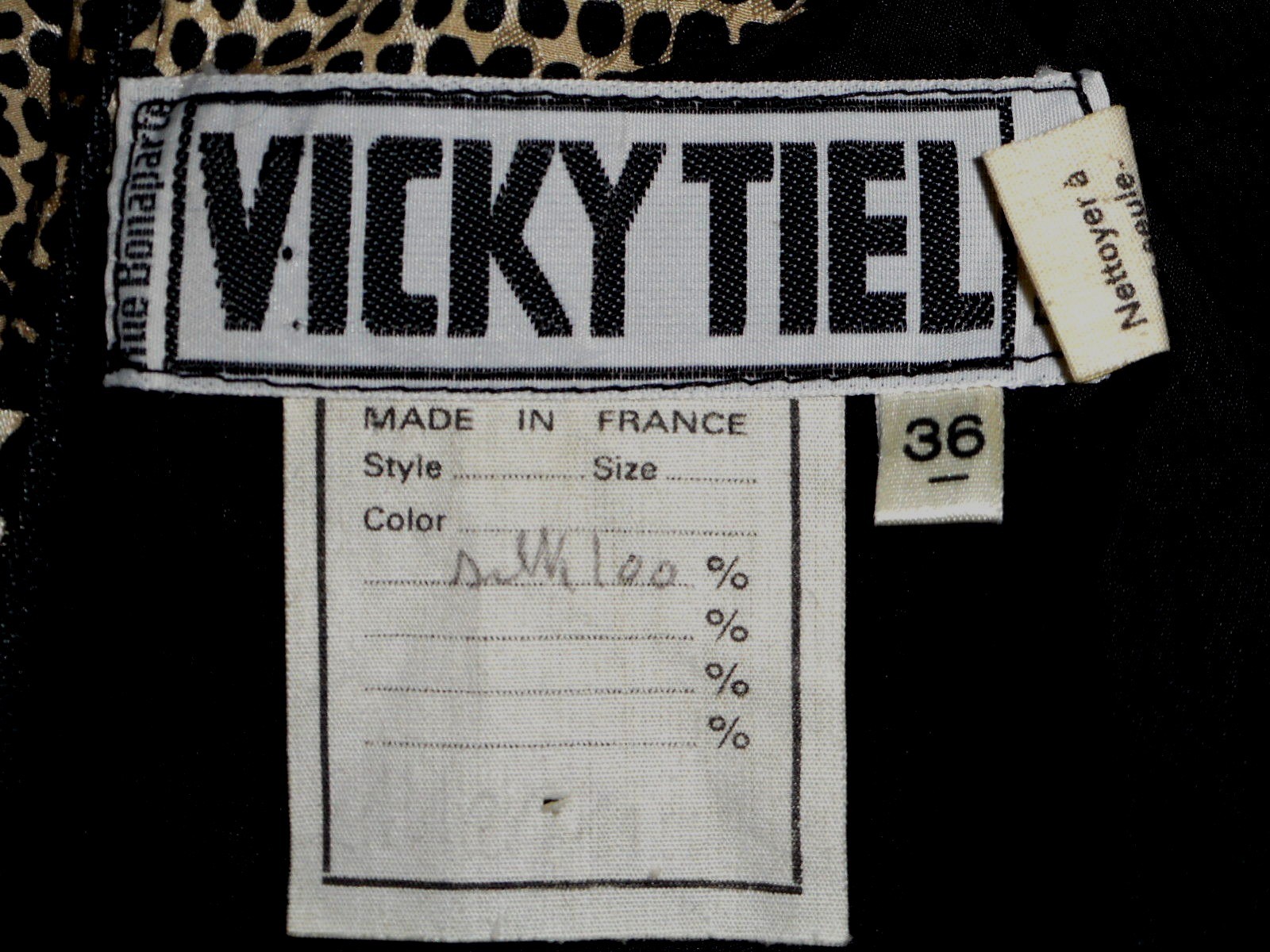 VinTage Couture Vicky Tiel Paris Silk Blouse Peplem Black White XS m/i France