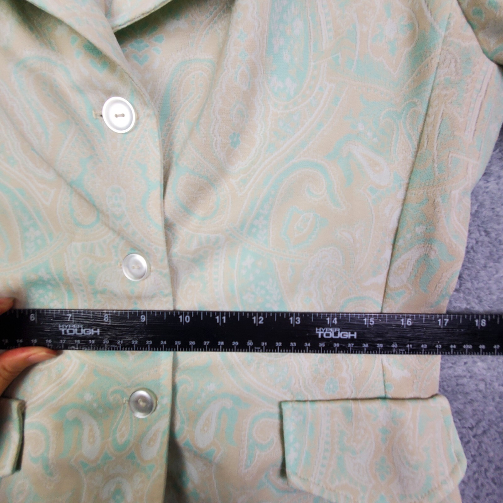 Vtg 60s Fritzi Pantsuit Size M Yellow Paisley Button Up Jacket Straight Leg