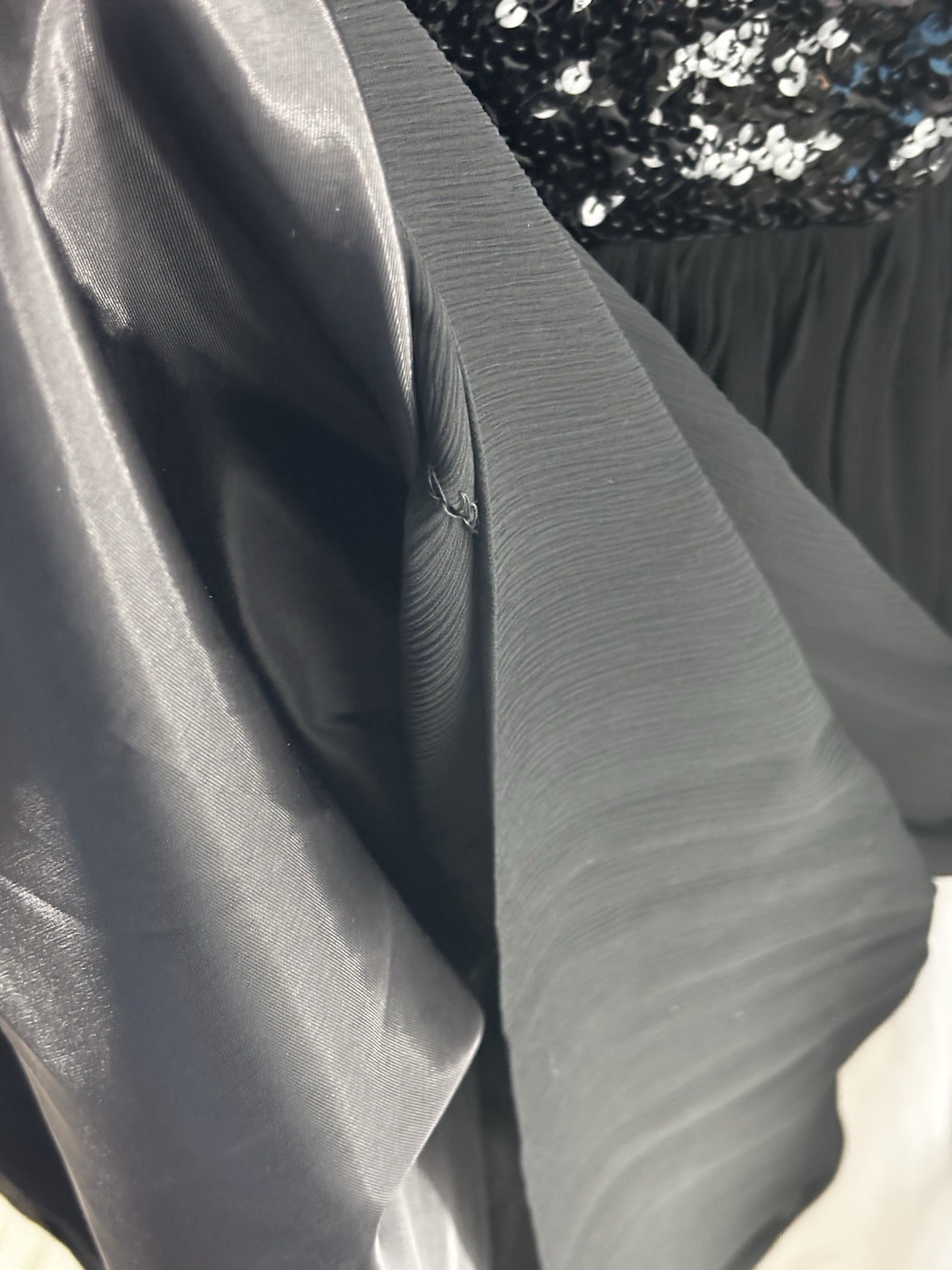Party Dress Black Sa’Bett of California Chiffon Sequin Cocktail Lined VTG READ