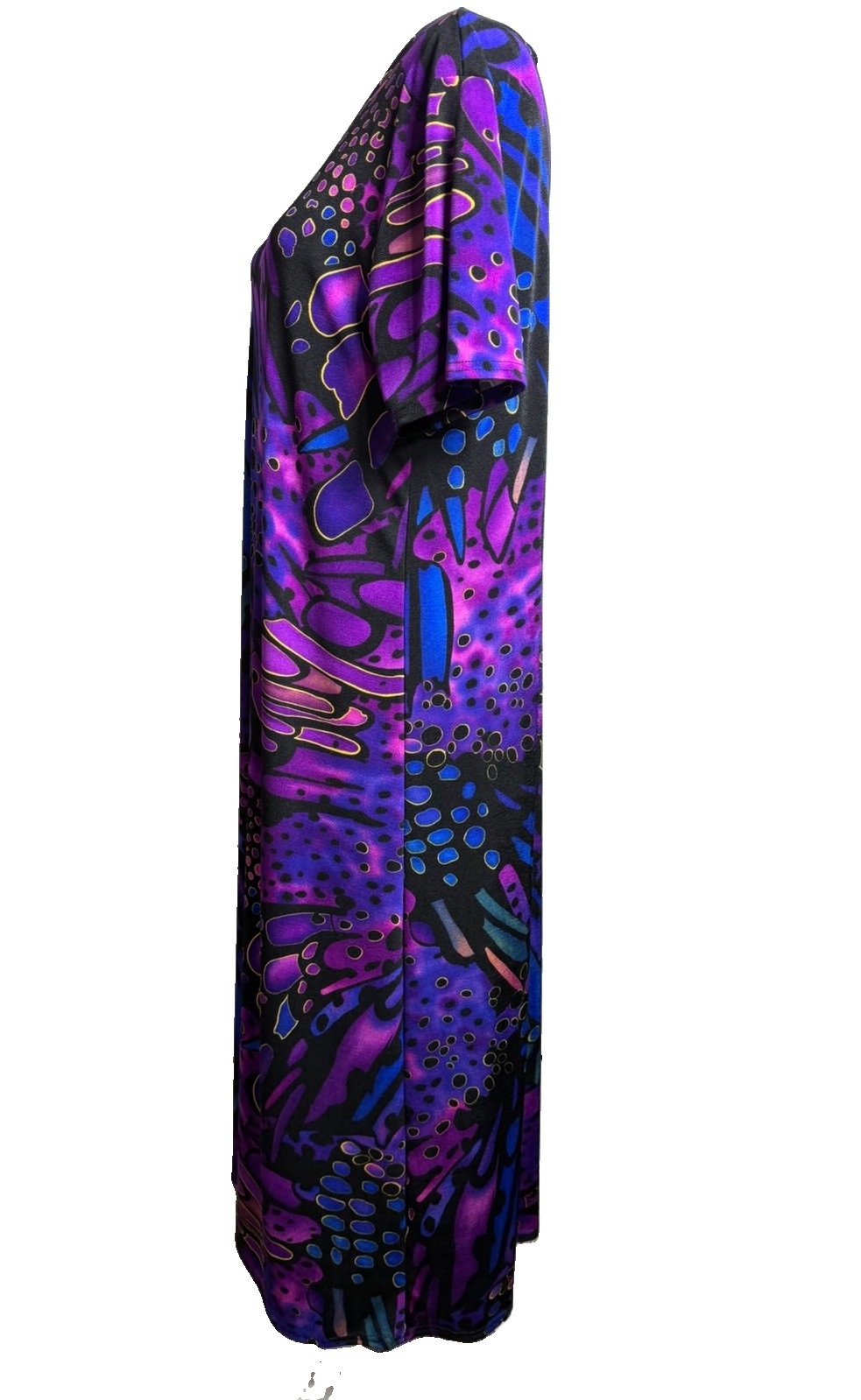 Vintage 90’s Jostar XL Vibrant Abstract Butterfly Slinky Maxi Dress Travel