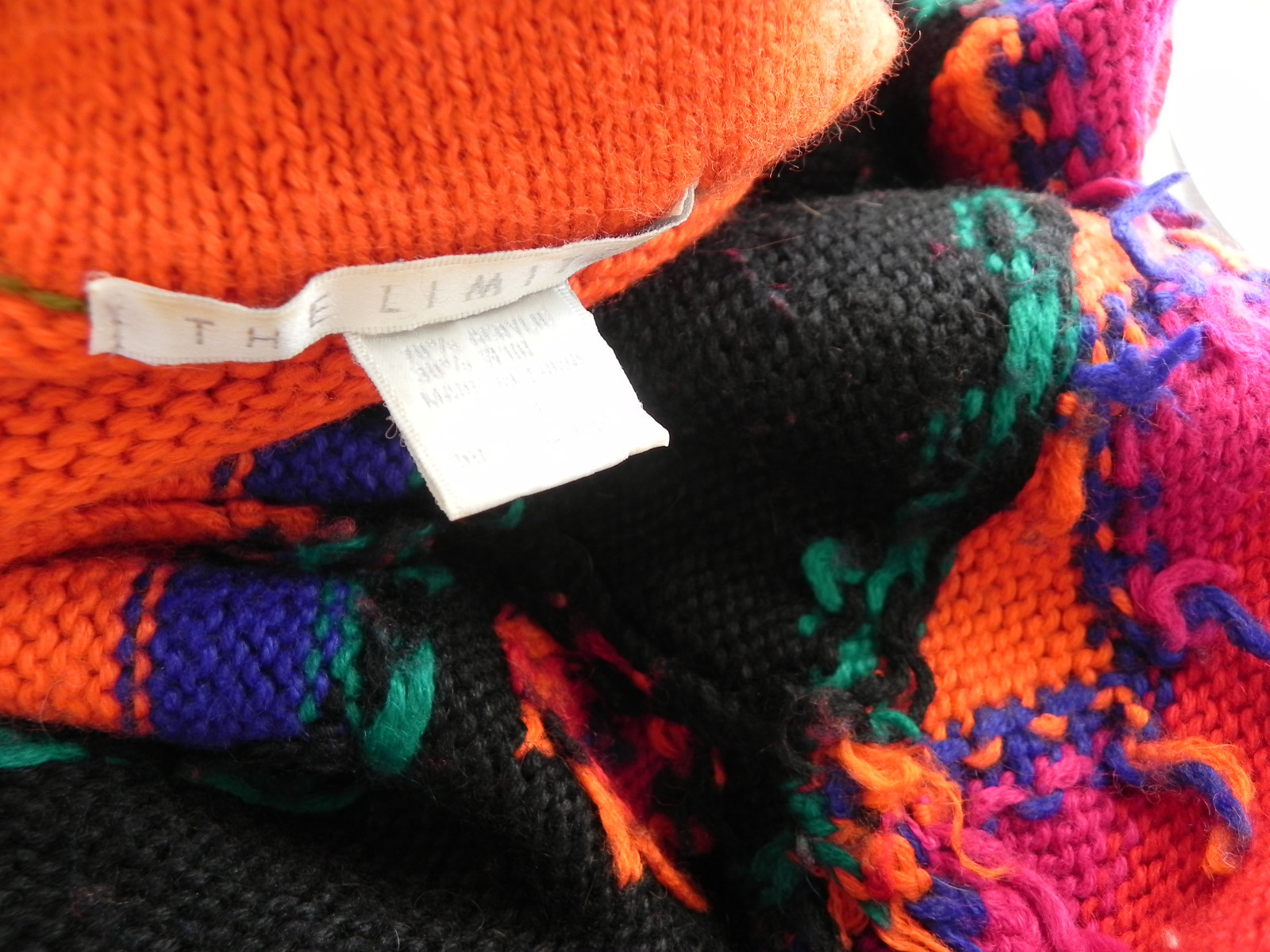 Vtg The Limited Sweater Wool Blend Tunic Vibrant Multi-Color Embroidery Size M/L