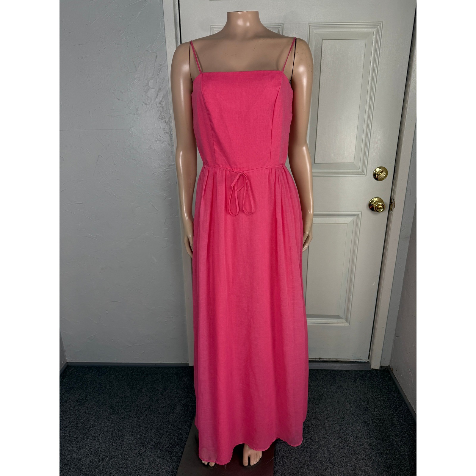 Vintage 70s Bianchi Dress Party Cotton Blend Maxi Long I3-25