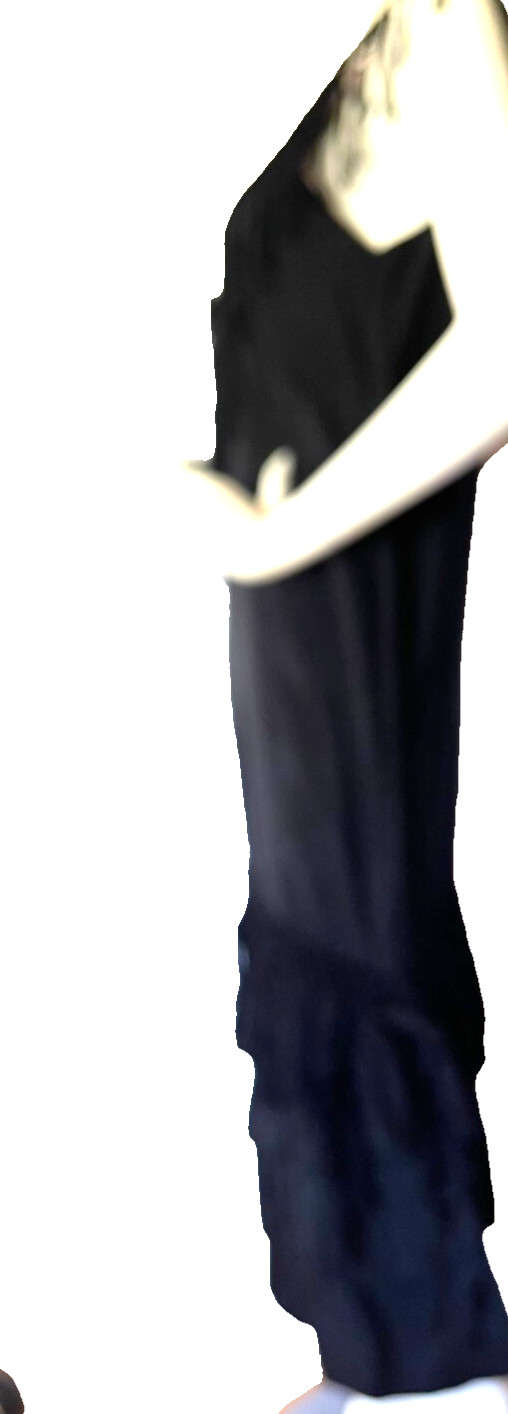 Black Silk Satin 1920 Flapper Sleeveless Dress W/ Fringe Four /Ruffles at Hem