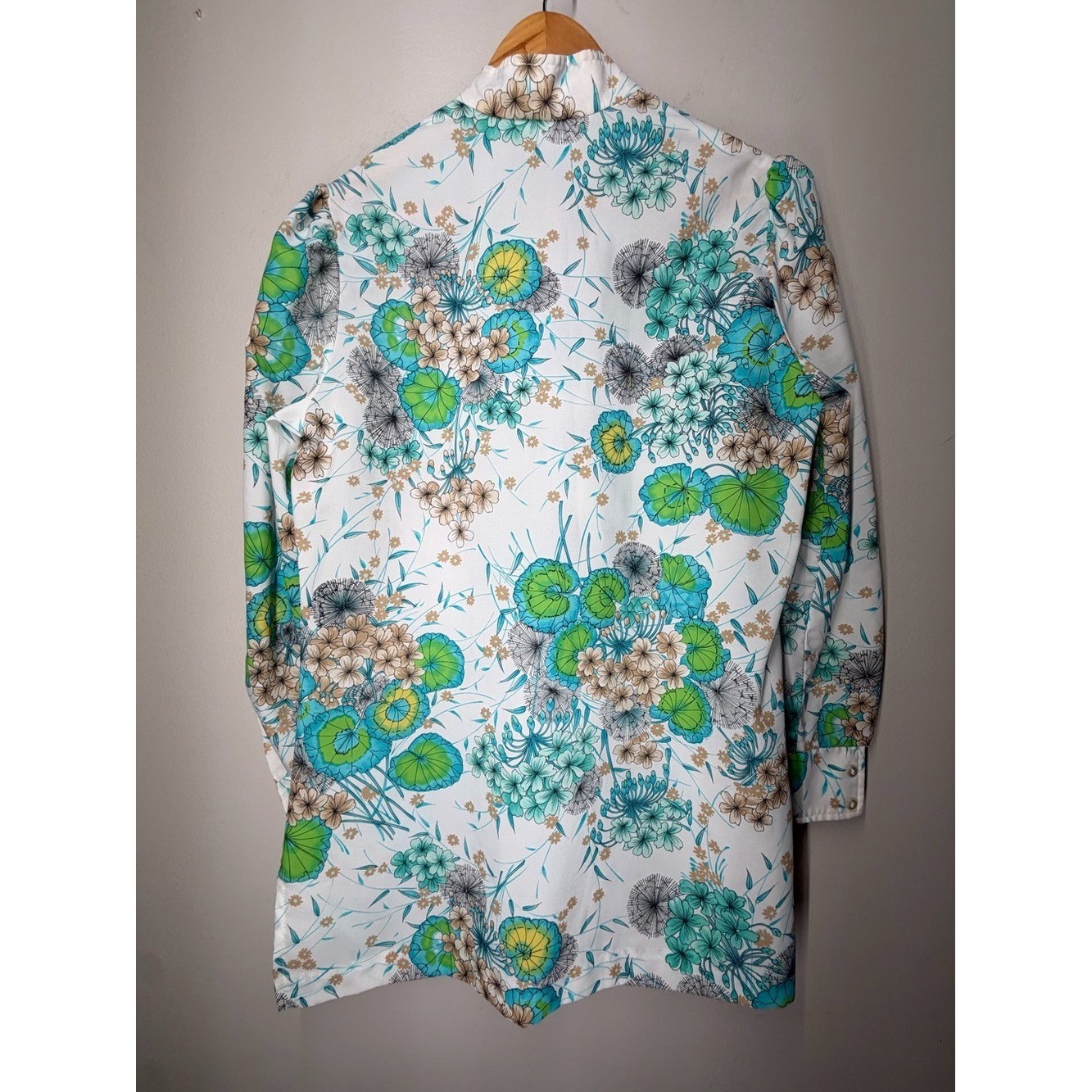 Vintage 70s Alex Colman Floral Mod Tunic Blouse Psychedelic Button Front Top