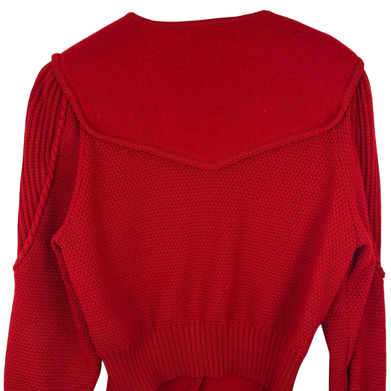 Vintage 1980s Preppy Red Wool Cardigan Sweater Sailor Collar Women’s Large