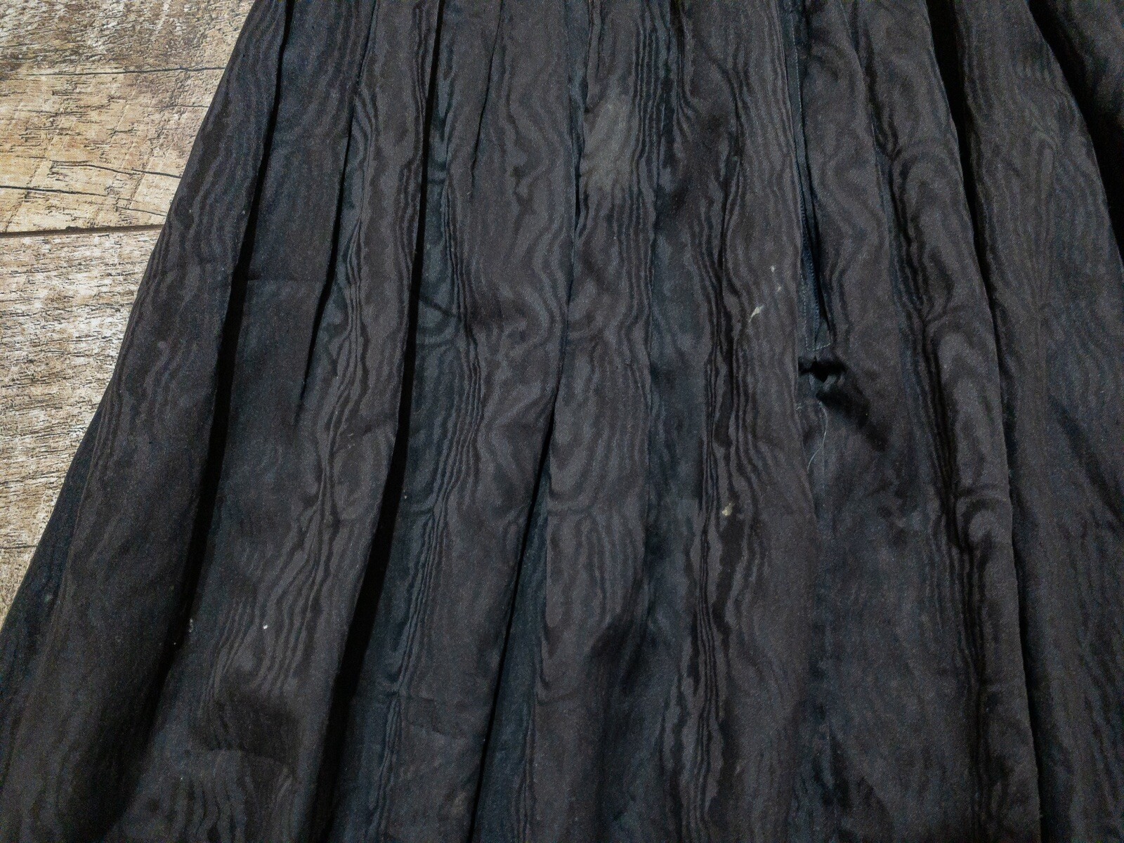 Vintage Pleated Black Skirt Womens 1930s 1940s 1950s Antique Era Zipper Button