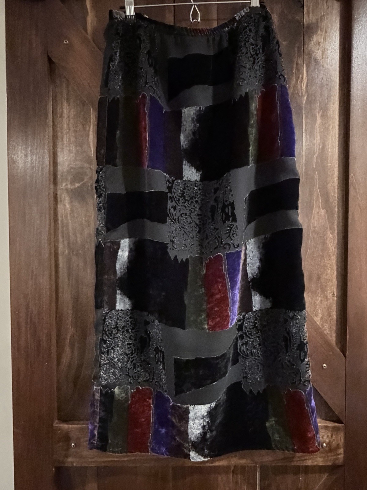 Vintage Lana Lee Canada Velvet Patchwork Skirt Sheer Artwear Size 10